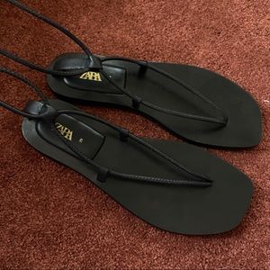 Current ZARA black tied sandal